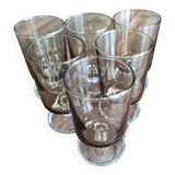 Set of 6 vintage sweet white wine glasses Luminarc smoked Sweden model