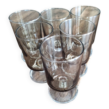 Lot de 6 verres à vin blanc liquoreux vintages Luminarc modèle Suède fumé