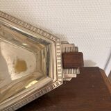 Plateau Flat Basket Bread Fruit Vegetable Art Deco Silver Metal