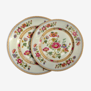 Duo assiettes plat en porcelaine de Limoges Anémones dimension : H-3 cm - diamètre -25,5cm-