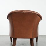 Cow leather Chesterfield club armchair in English style