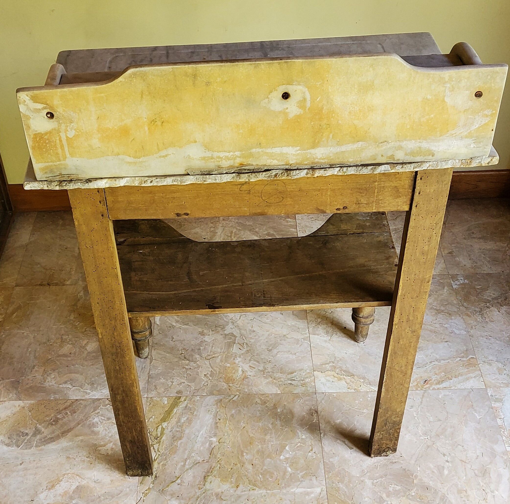 Antique toilet table with white marble top