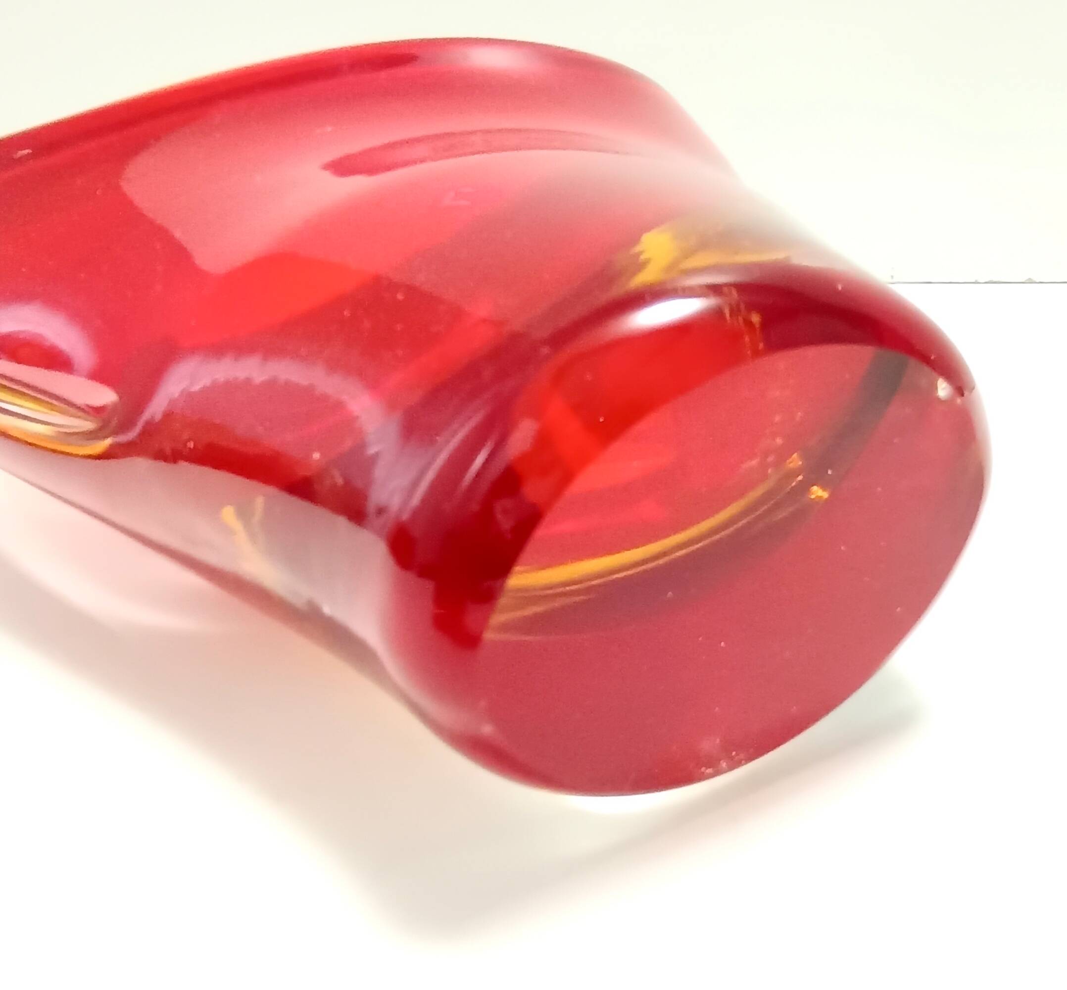 Red and Yellow Sommerso Murano Glass Vase attr. to Flavio Poli, Italy