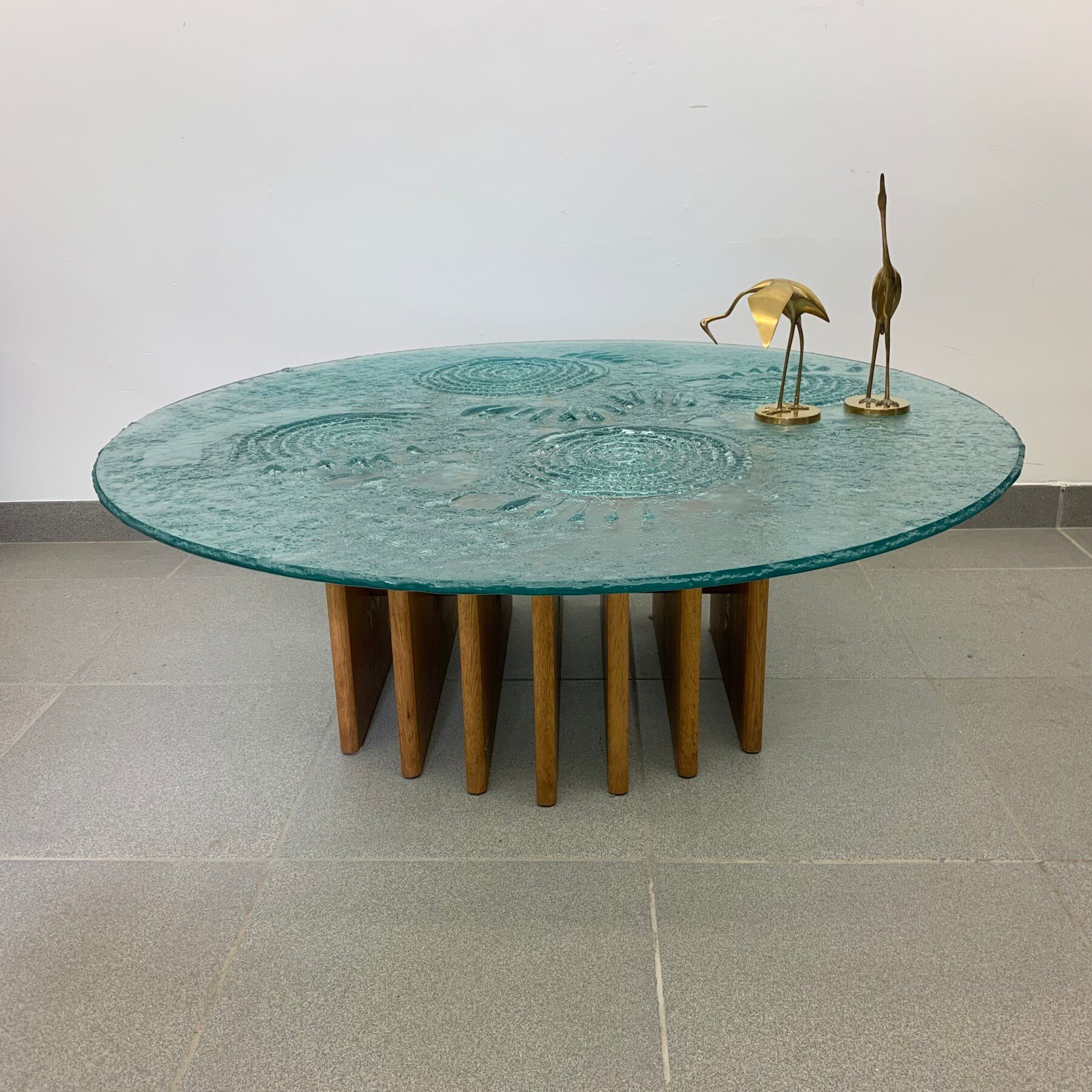 1970's mid-century glass coffee table