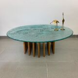 1970's mid-century glass coffee table
