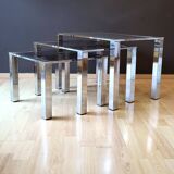 3 Chrome Coffee Tables Design 70s' Italy