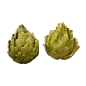 Pair of glazed ceramic artichokes