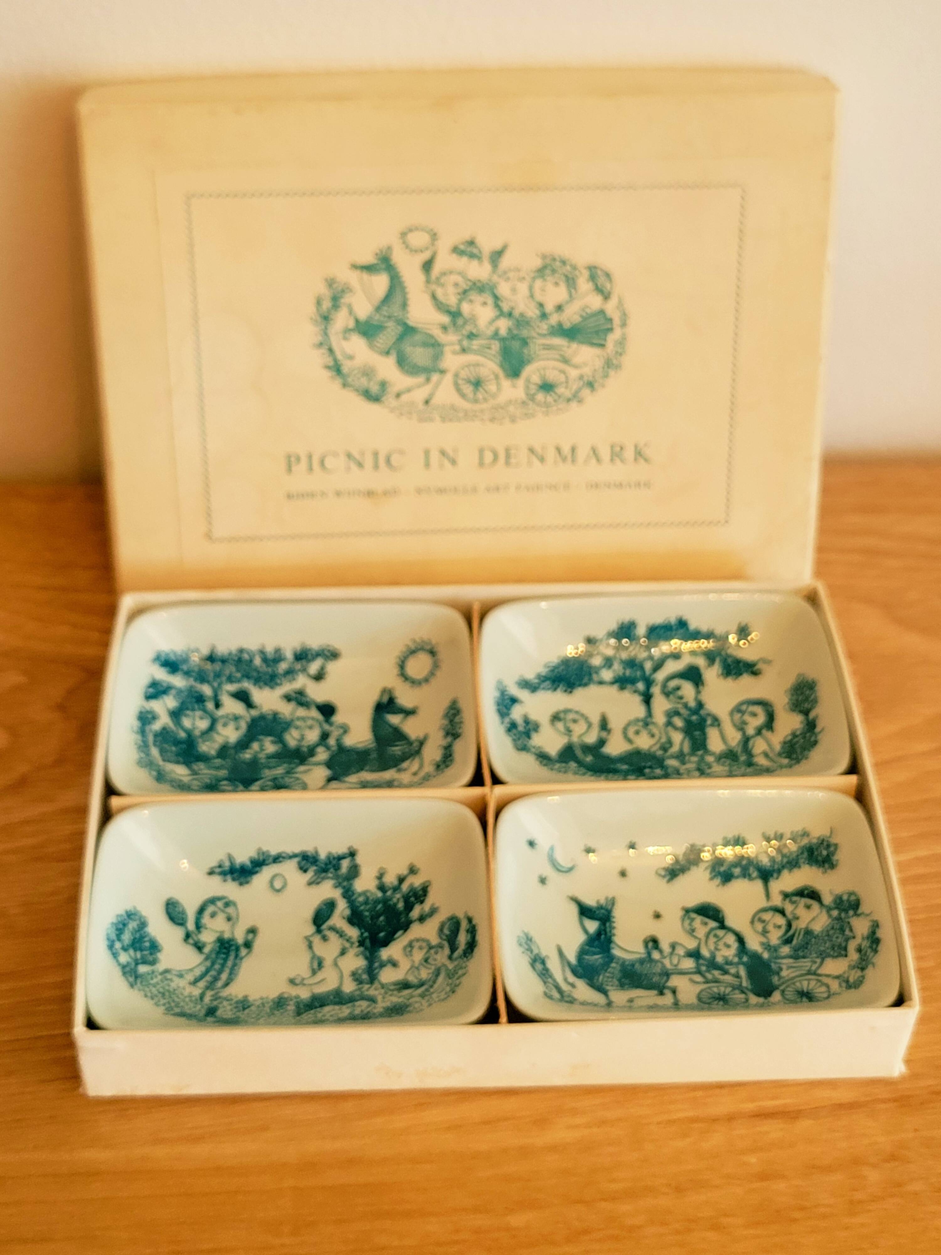 4 Coupelles Nymolle Art Faïence, Picnic In Denmark Bjorn Wiinblad