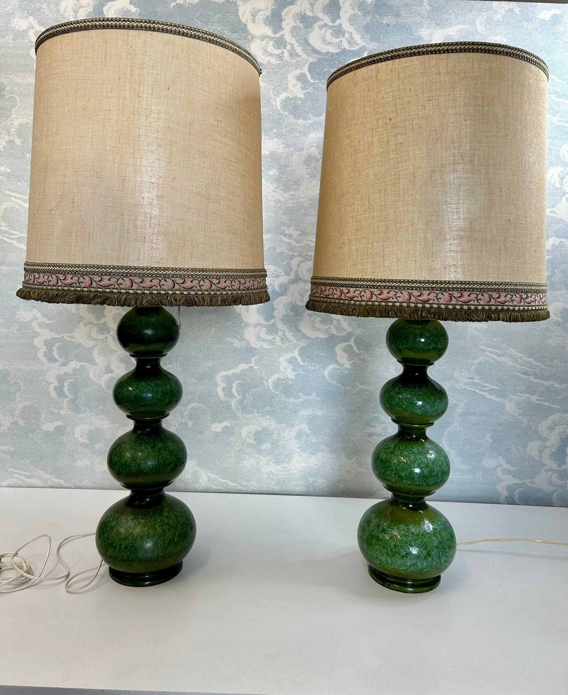 Green ceramic sun lamp/table, Kaiser Leuchten, Germany, 1960s elegance.