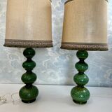 Green ceramic sun lamp/table, Kaiser Leuchten, Germany, 1960s elegance.