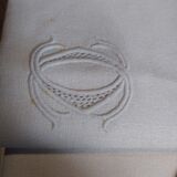 Nappe ancienne 24 couverts 283x200 brodé et monogrammé CC entrelacé