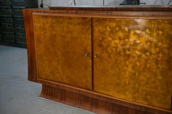 Art Deco rosewood sideboard with gilt door, attributed to Maison Dominique, 1940s