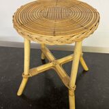 Small vintage rattan side table