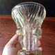 Vase transparent pressed molded glass vintage 1950