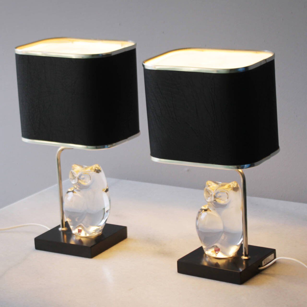 Pair of lamps by Olle Alberius for Orrefors Crystal
