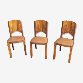 Lot de 3 chaises art déco