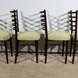 Suite of 4 Scandinavian Chairs in Stained Wood – 1960