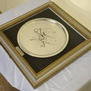 Framed screen-printed plate with certificate