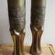 Pair of vases with engraved shell casings, WW1 trench art