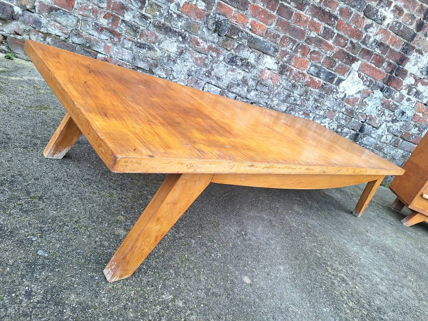 Very large vintage coffee table, old living room furniture