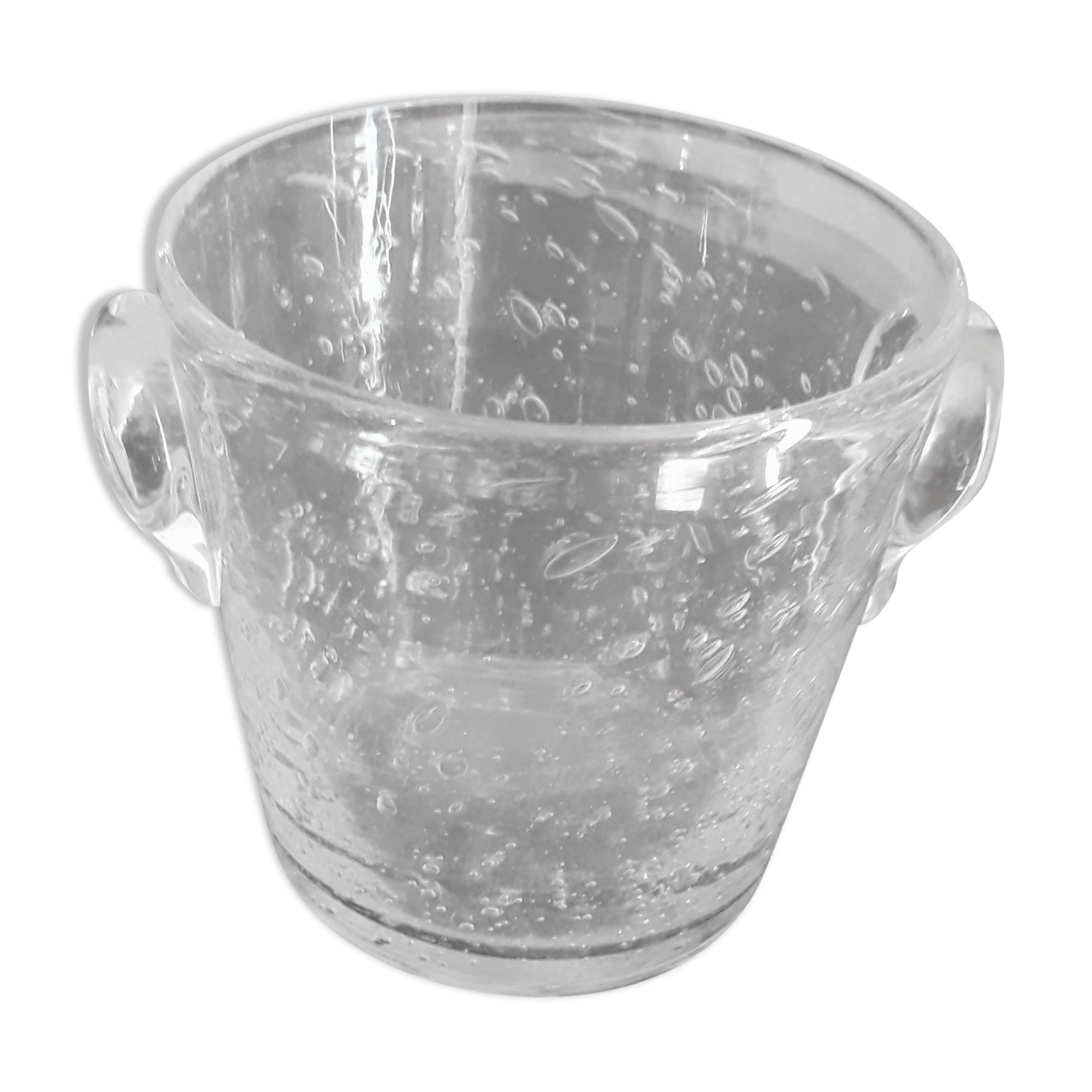 Transparent bubble blown glass ice bucket