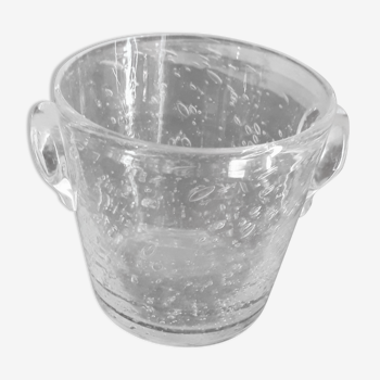 Transparent bubble blown glass ice bucket