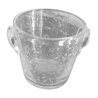 Transparent bubble blown glass ice bucket