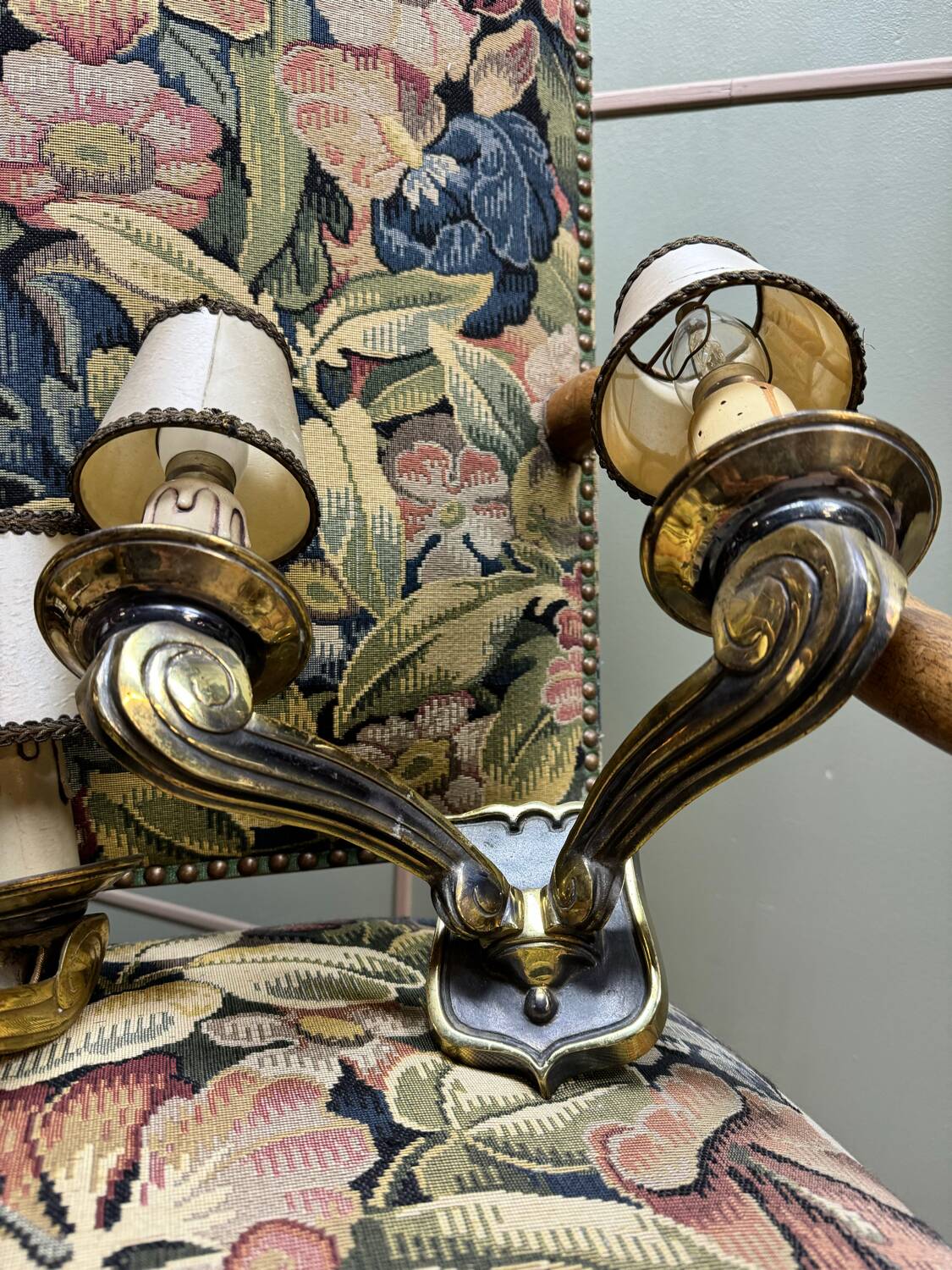 Jules Leleu Pair Of Bronze Sconces With Stamped Double Patina