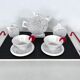 Ceramic tea set by Mas in the Memphis Milano style, 1980s, Set of 7