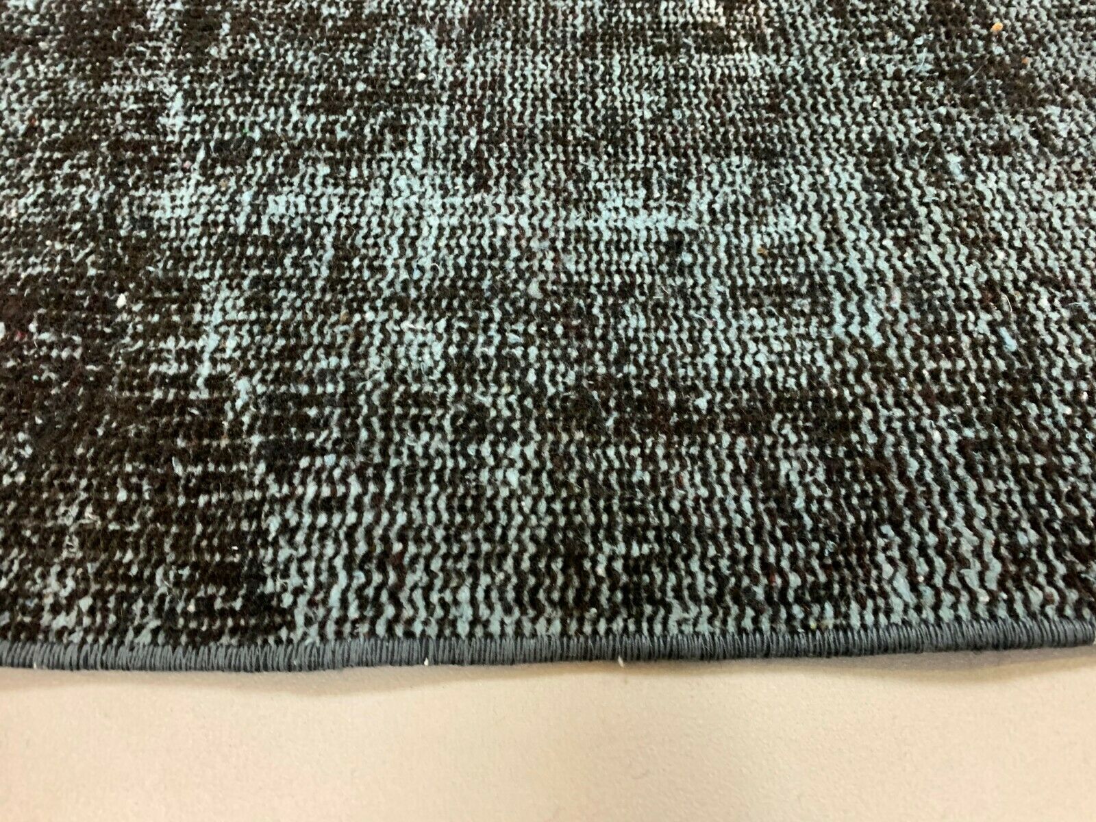 Distressed Turkish Narrow Runner 295x65 cm wool Vintage rug, Overdyed Black