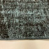 Distressed Turkish Narrow Runner 295x65 cm wool Vintage rug, Overdyed Black