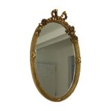French Oval Mirror with Bow Roses Louis XVI Gold 45cm