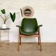 Vintage tulip armchair oak and green skai