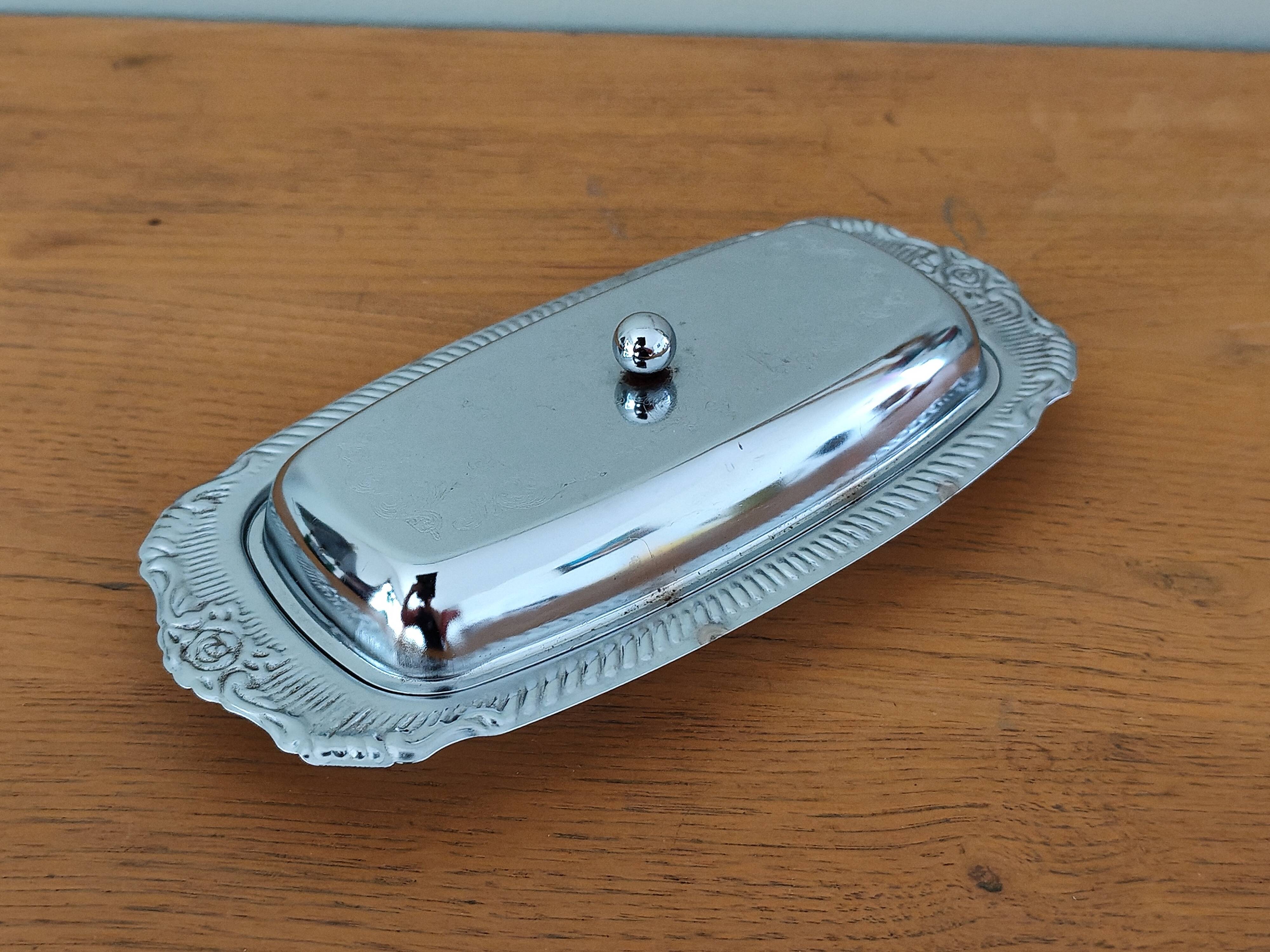 Vintage aluminium butter dish