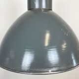 Grey industrial aluminium pendant lamp from polam wilkasy, 1960s