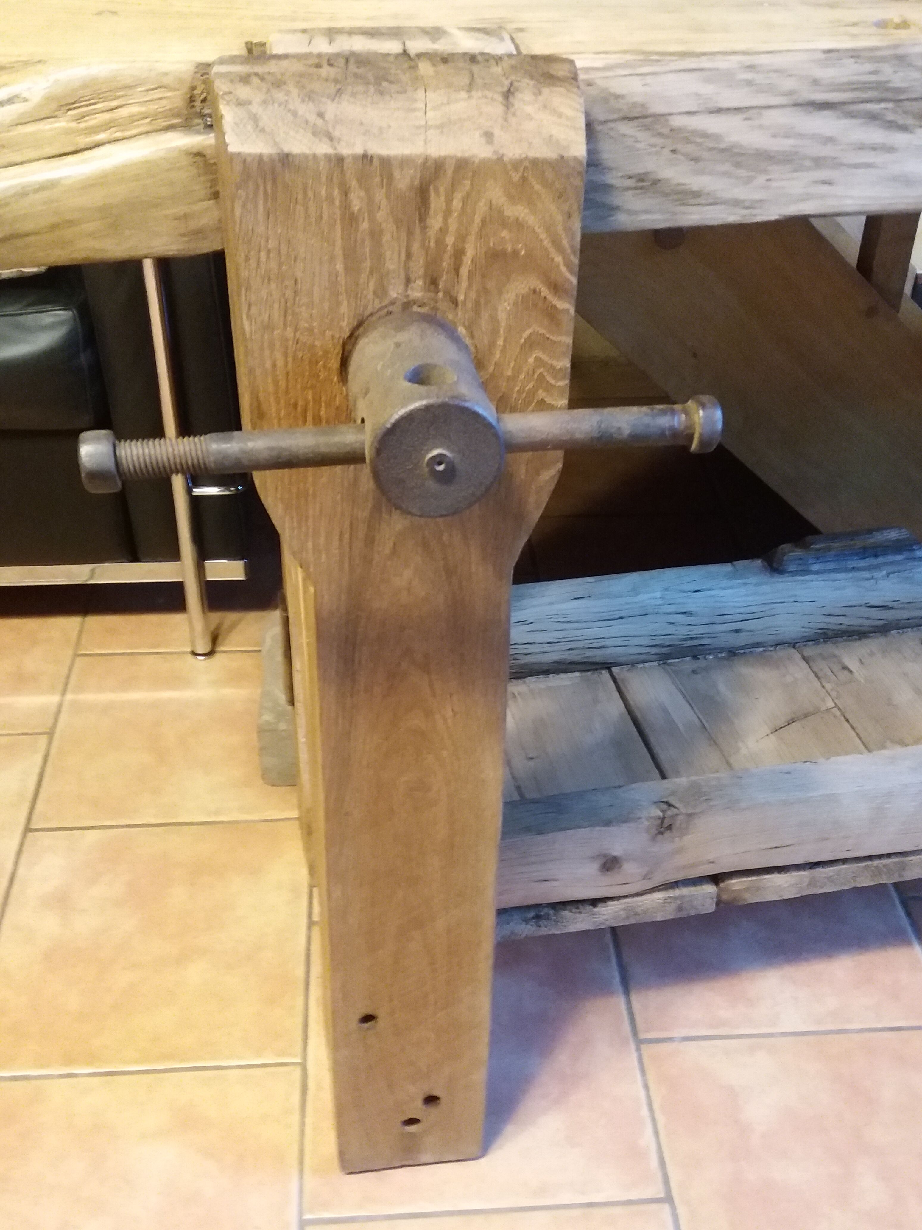 Antique Burgundian workbench in light oak