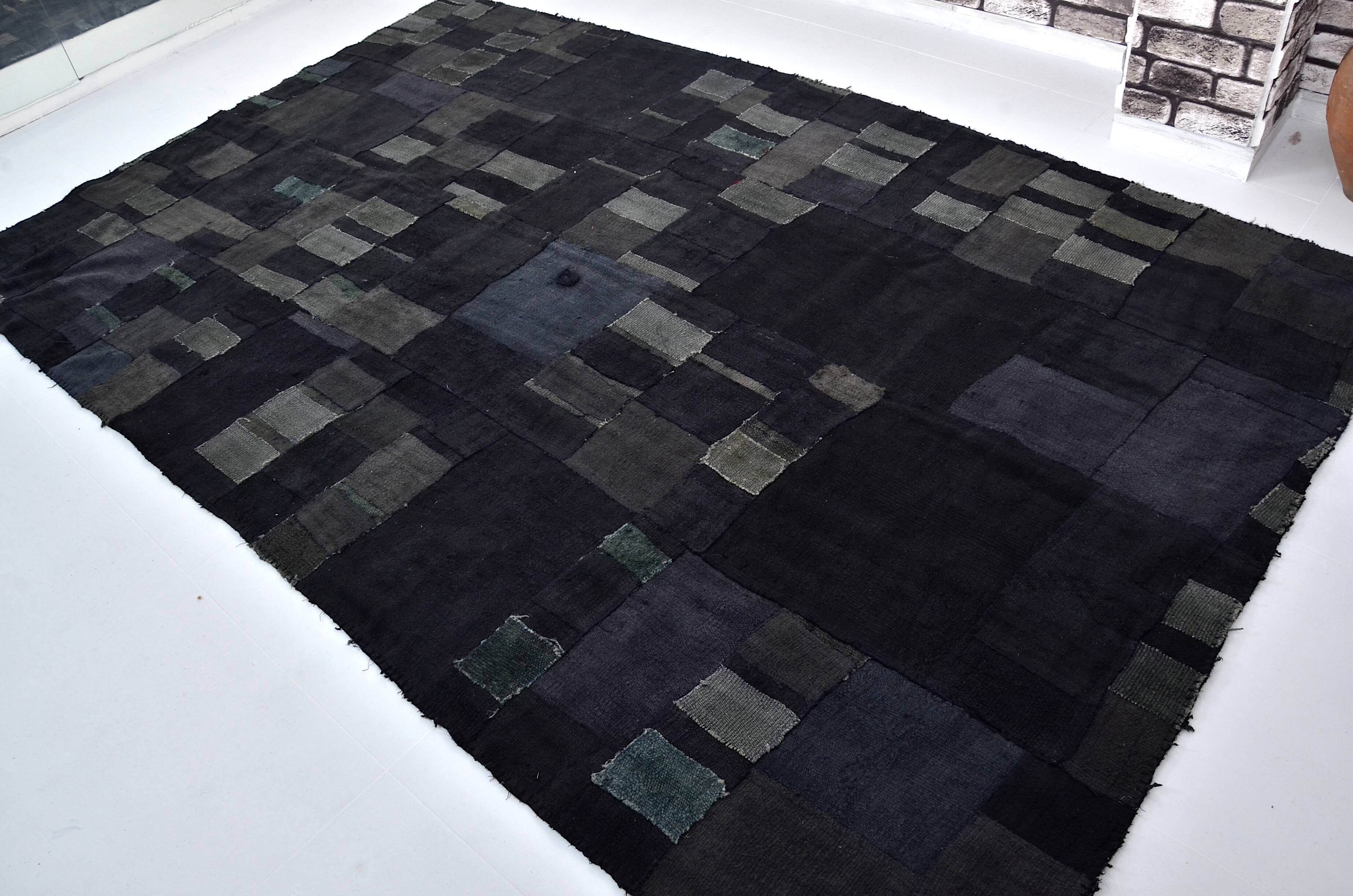 Black Vintage Hmep Patchwork Rug sku 3046
