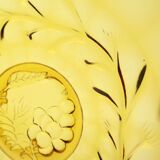 Art Deco Fruit Bowl Amber Pressed Glass Fait en Belgique