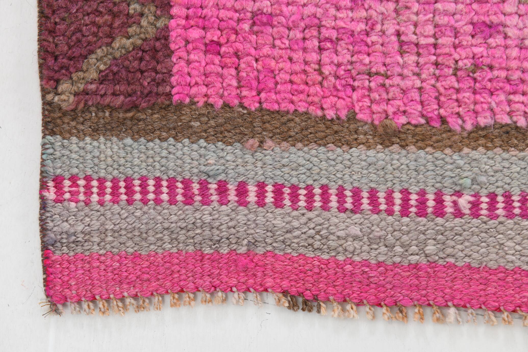 Pink Brown Vintage Runner Rug 94x299Cm