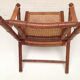 Bamboo folding chair and canning, leather and brass