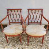 Pair of art nouveau mahogany armchairs