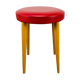 Baumann bistro stool wood and imitation red leather 60s