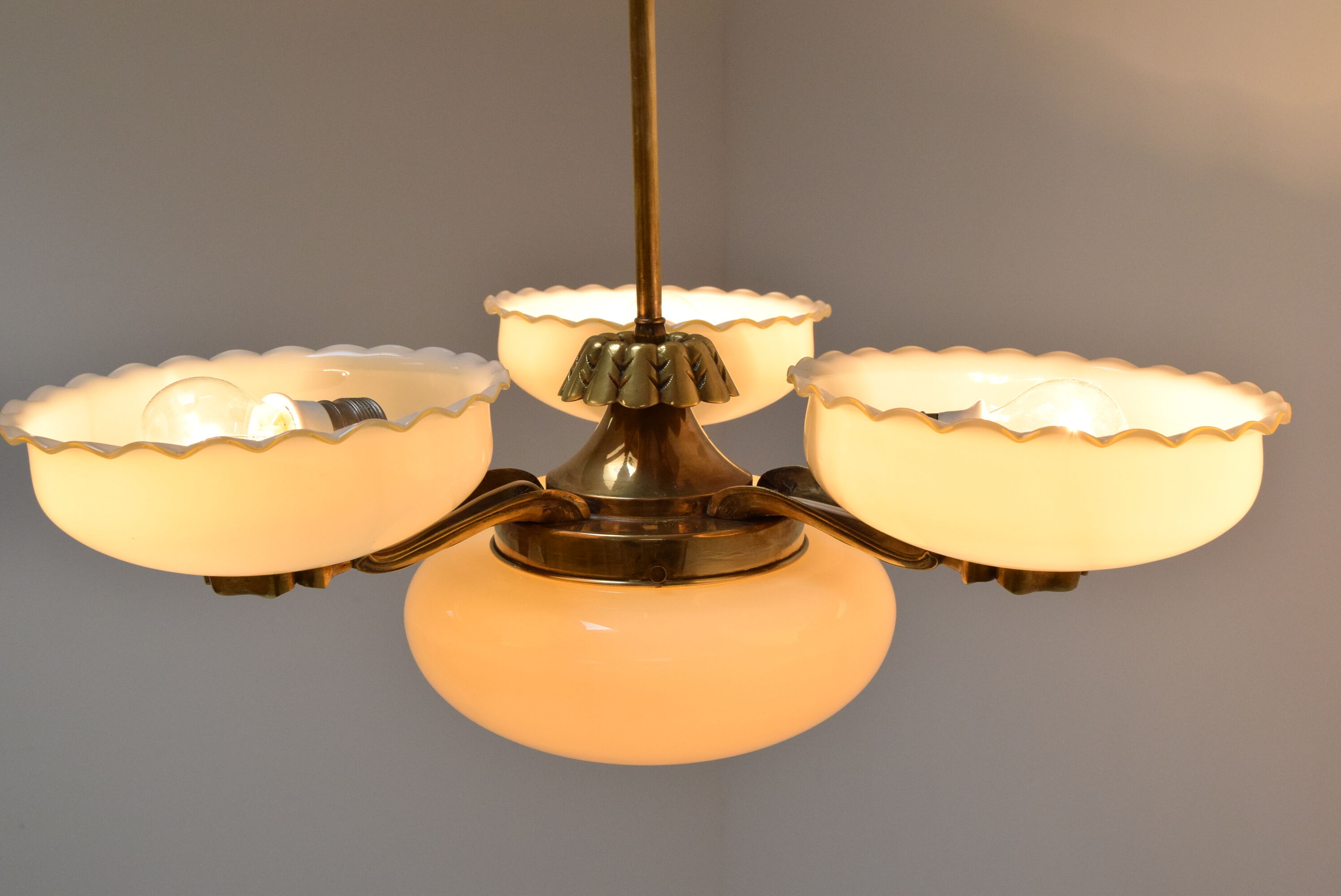 Art deco rare Brass Chandelier,1930's.