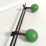 Coat rack hooks balls green wood