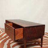 Vintage low board chest of drawers mid century modern design palisander color 1970