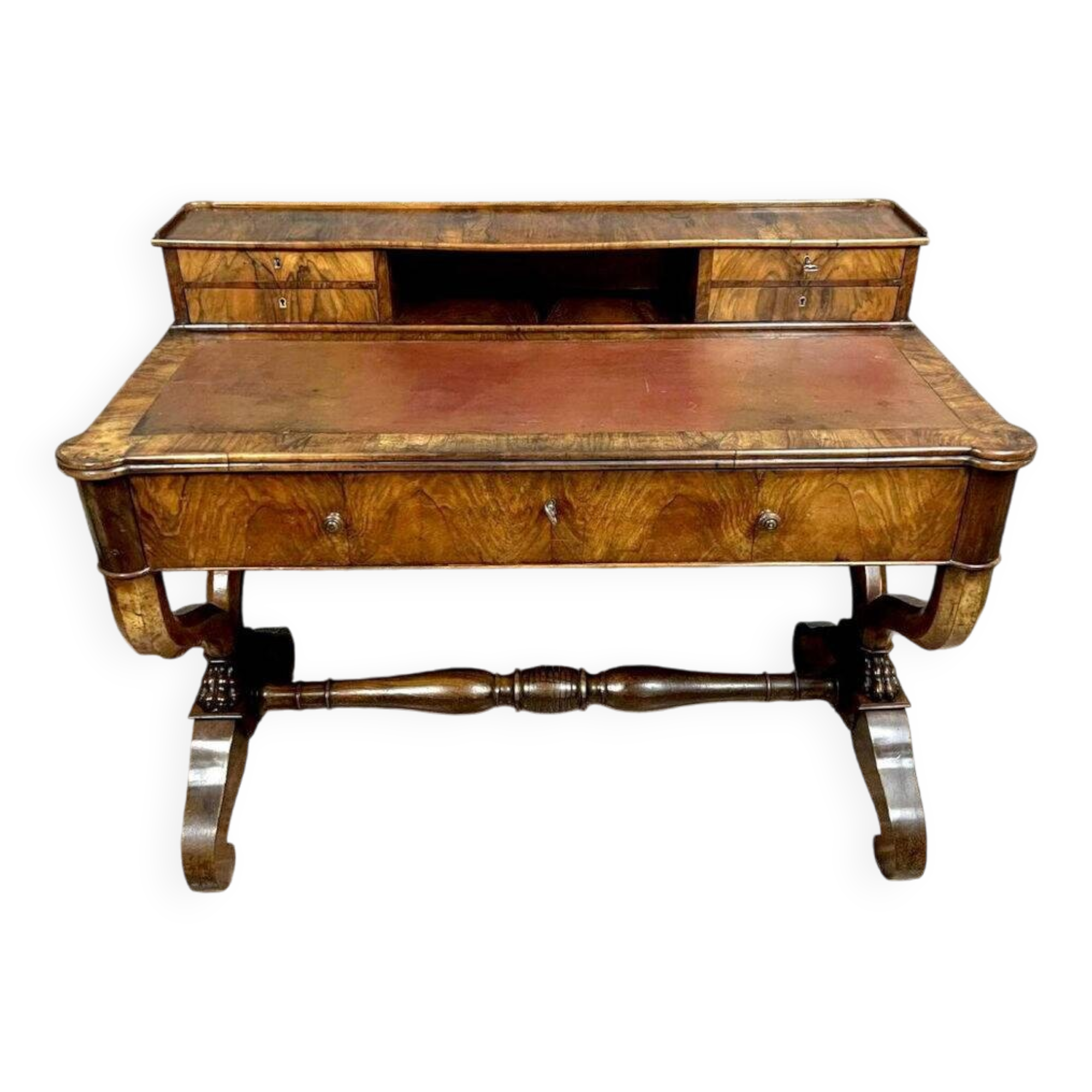Empire period mahogany stepped desk with curule base circa 1810