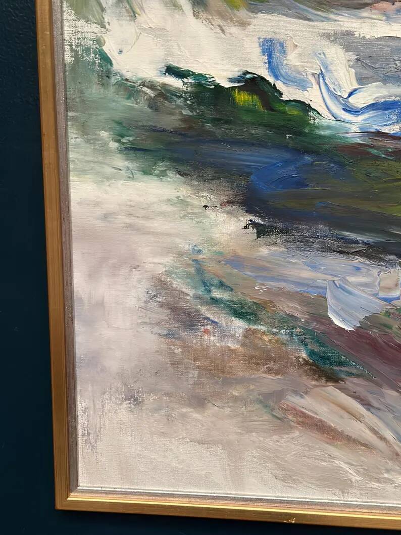 Large Original Swedish Oil on Canvas – “Abstract Composition” by Johny Colebring – 1978 – Signed – Vintage & Framed – 83×73 cm