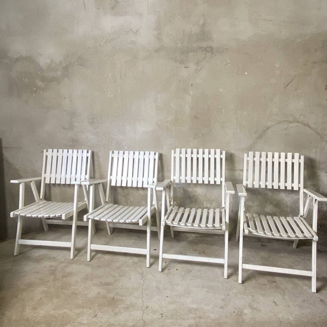 Ensemble de 4 fauteuils de jardin pliants vintage 1960's