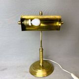 Lampe de table de bureau de banquier portugais en laiton 1940