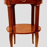 Oval pedestal table in veneer wood and black wood net 20th century